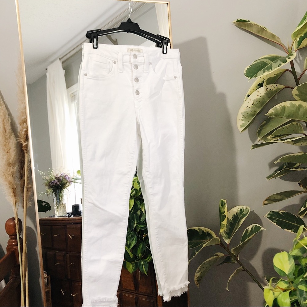 Madewell 10” High Rise Skinny Step Hem White Jeans